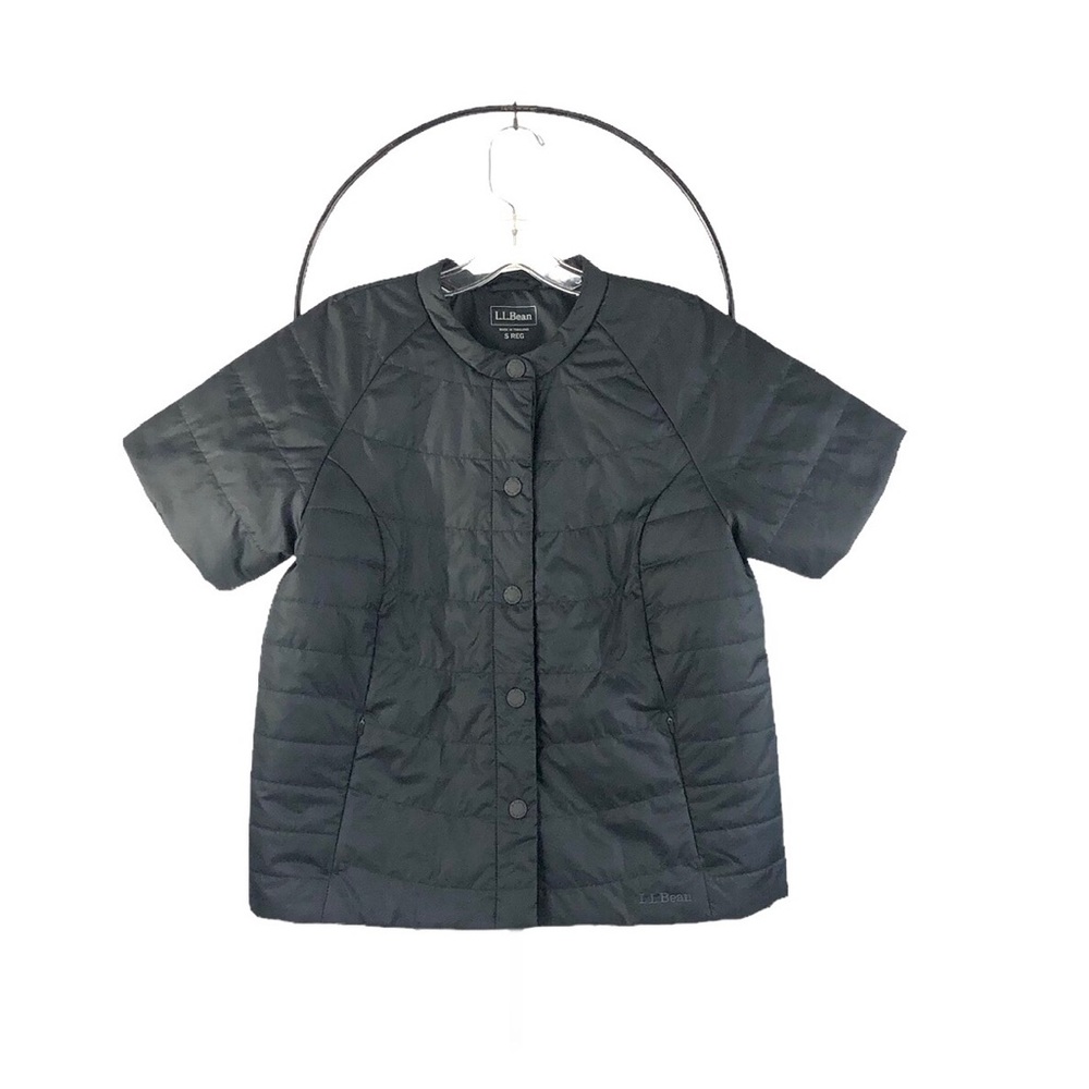 L.L. Bean Black Shortsleeved Collarless Puffer Jacket